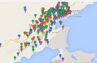 Localización de intervenciones en Ushuaia suministrada por base de datos del Registro RUBA (Registro Único de Bomberos Argentina).