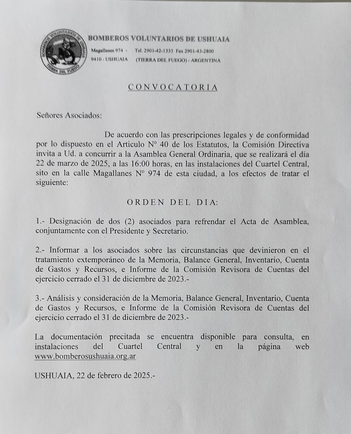 CONVOCATORIA ASAMBLEA GENERAL ORDINARIA